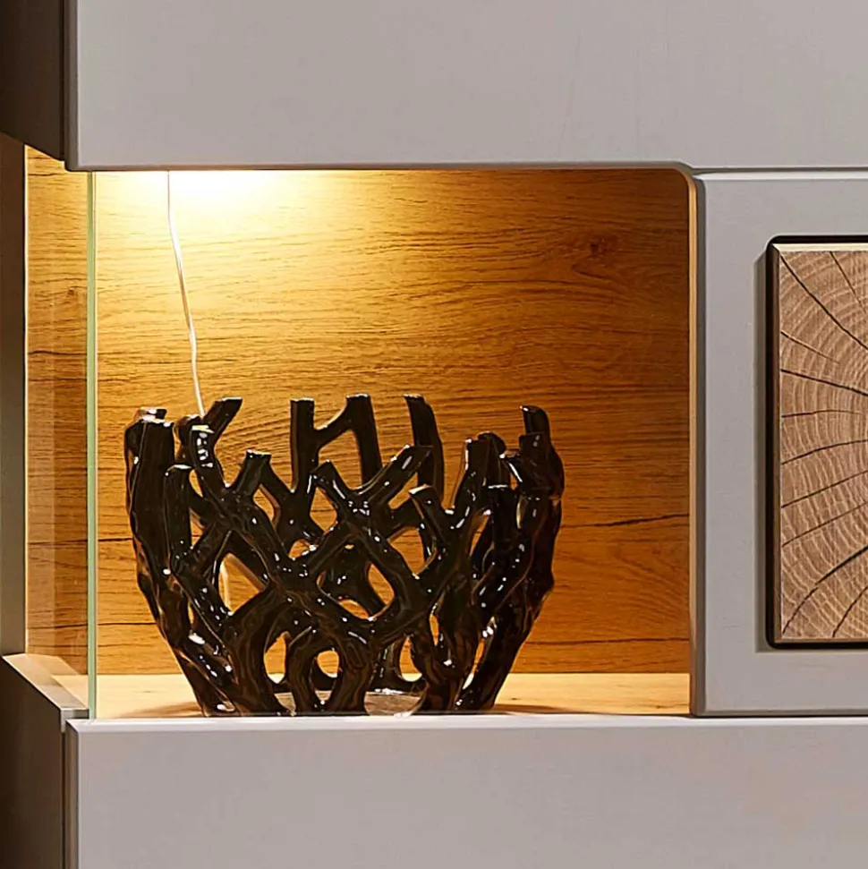 65x205x37 Wohnzimmerschrank mit Glaseinsätzen - Fraguca I