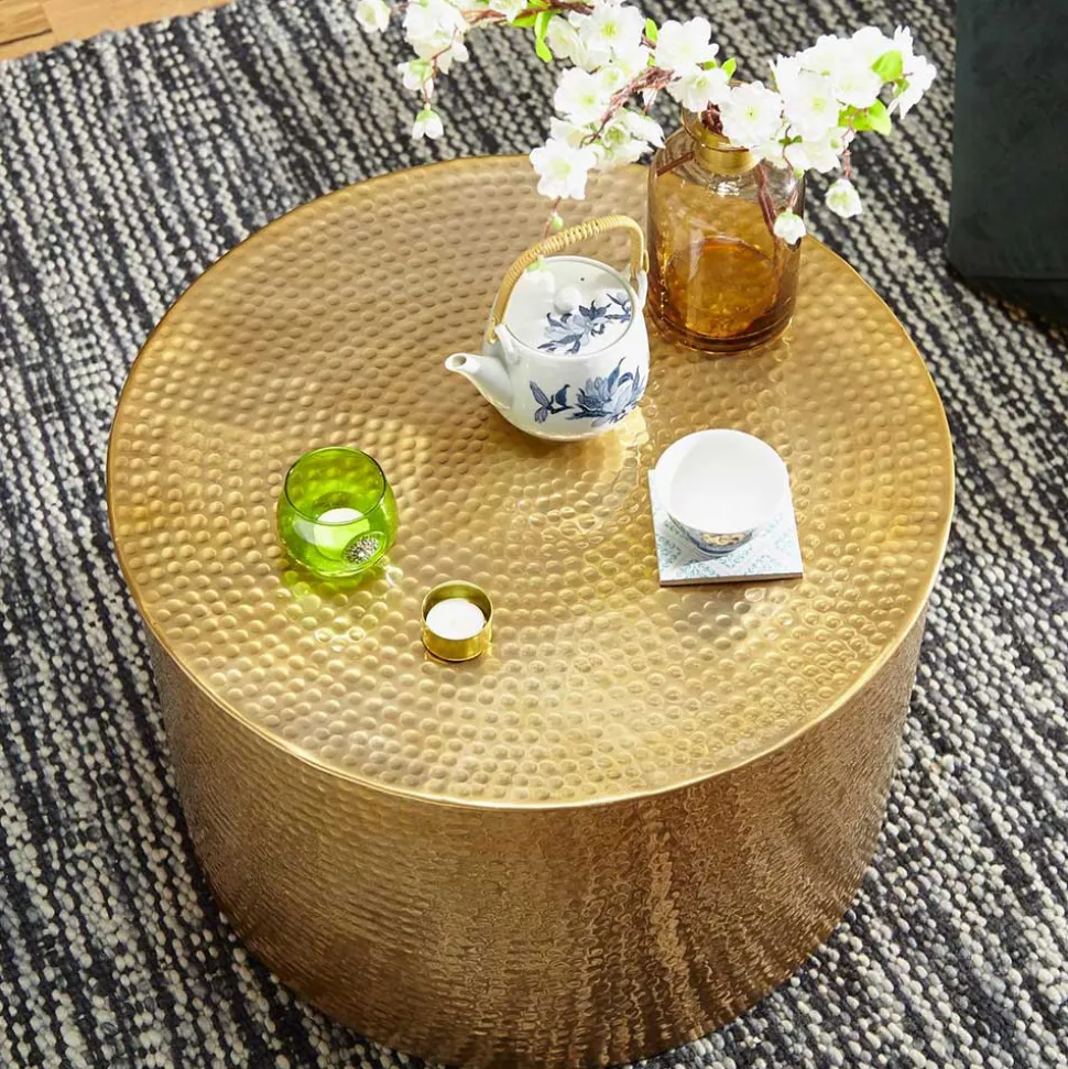 61x41x61 Wohnzimmer-Tisch aus Alu in Gold - Rading