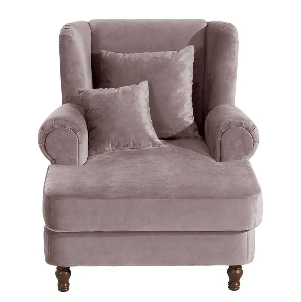 XXL Ohrenbackensessel in Rosa Samtvelours - Scolari