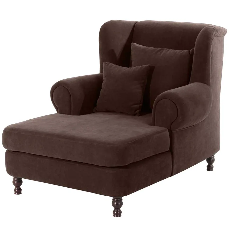 XXL Polstersessel in Braun Velours - Snoud