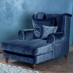 XXL Sessel in Dunkelblau Samtvelours - Louam