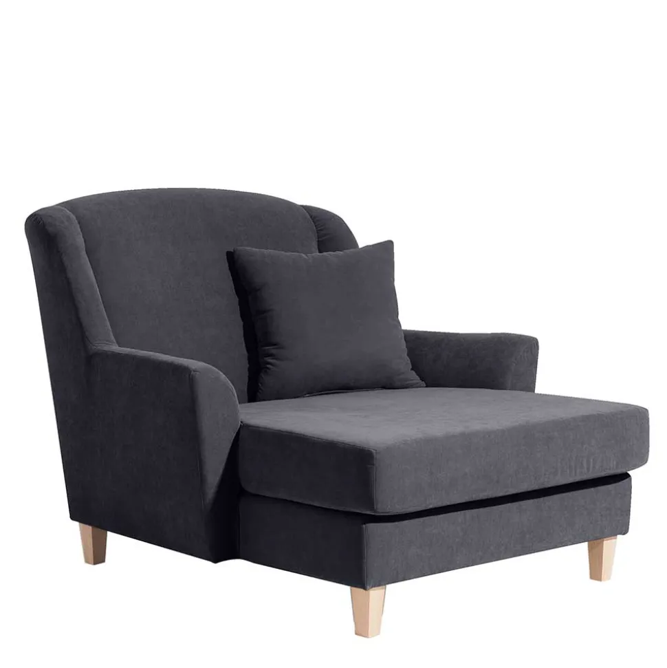 XXL Velours Sessel in Anthrazit - Renero