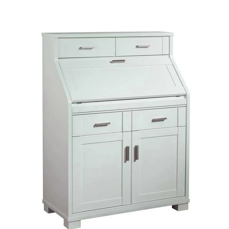 Zeitloser Sekretär Schrank in Weiß lackiert - Ballon