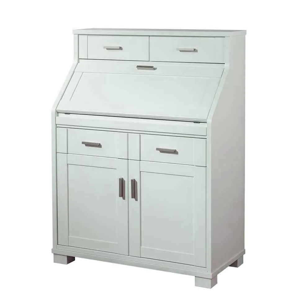 Zeitloser Sekretär Schrank in Weiß lackiert - Ballon