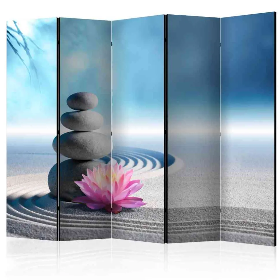 Zen Foto Raumteiler Sand & Steine & Blüte - Baina