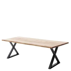 Zerreiche Tisch mit Naturkante und X-Füßen - Yelna