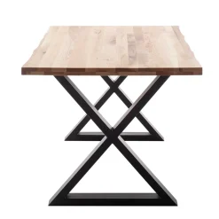 Zerreiche Tisch mit Naturkante und X-Füßen - Yelna