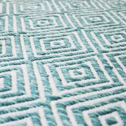 Zick Zack Muster Teppich in Türkis und Creme - Menkroa
