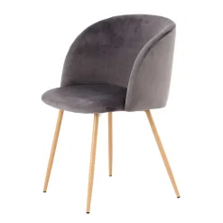 Zwei Esstischstühle in Grau Samt - Antonio (2er Set)