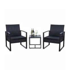 Zwei Polyrattan Sessel & Beistelltisch - Donny (dreiteilig)