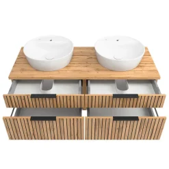 Zweifach-Waschtisch und Spiegelschrank - Crystoga (zweiteilig)