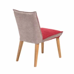 Zweifarbige Esszimmerstühle in Rot & Beige Stoff Laudion mit Eiche Natur (2er Set)