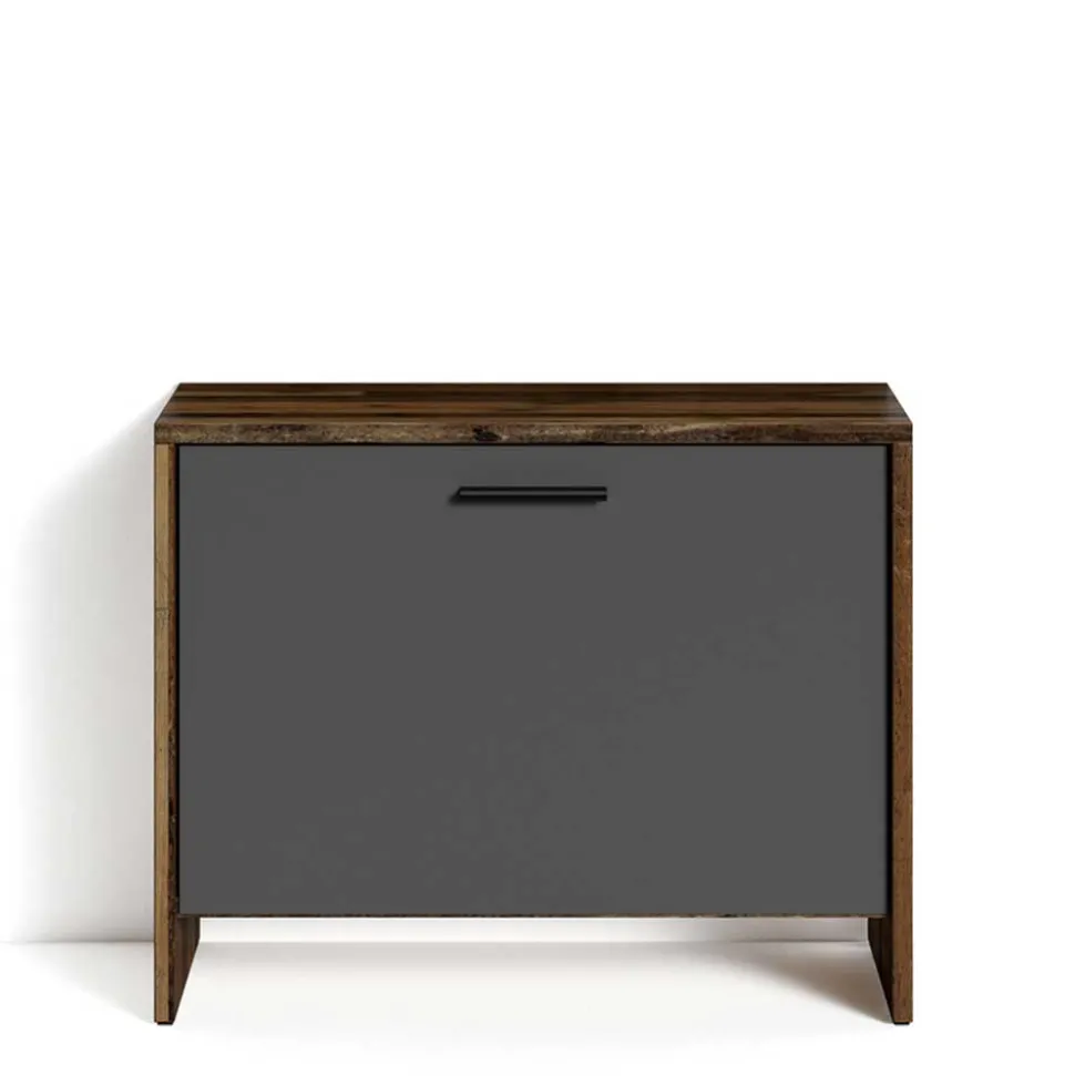 Zweifarbige Garderobenbank in Altholz Optik - Oktaria