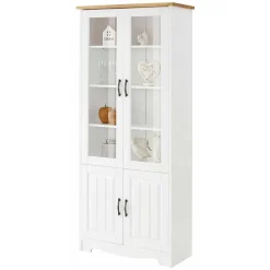 Zweifarbige Landhaus Vitrine mit vier Türen - Ribeiro