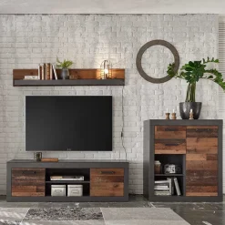 Zweifarbige TV Wohnwand Kombi - Timuras (dreiteilig)