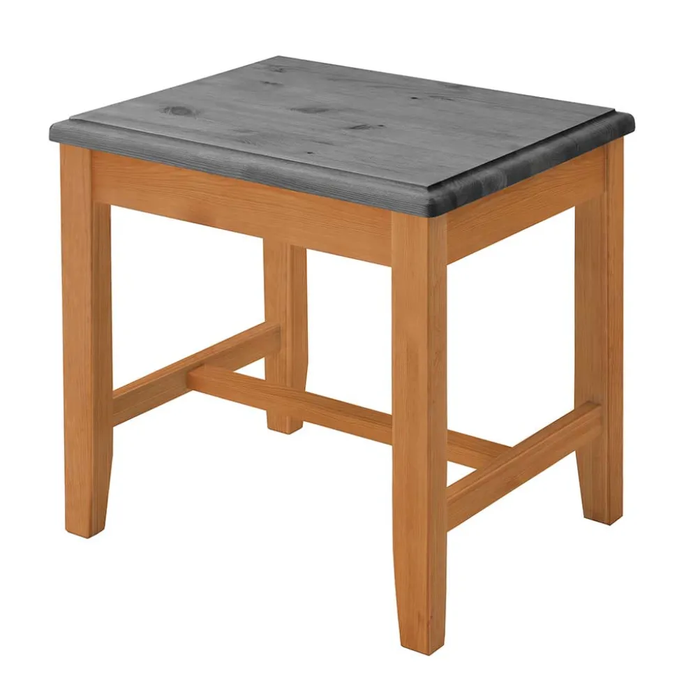 Zweifarbiger Holzhocker in Laugenfarbig und Grau - Eshelas