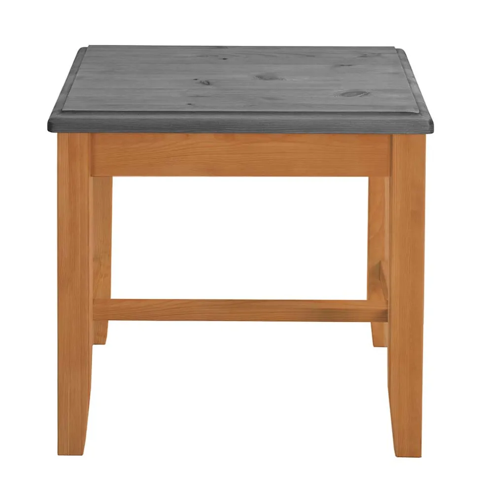 Zweifarbiger Holzhocker in Laugenfarbig und Grau - Eshelas