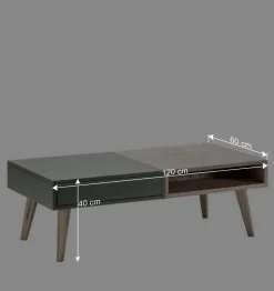 Zweifarbiger Wohnzimmertisch mit Stauraum - Ajevos