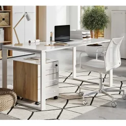 Zweifarbiges Set Schreibtisch & Rollcontainer - Laszlo (zweiteilig)