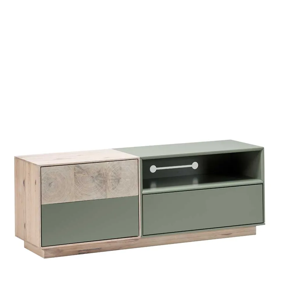 Zweifarbiges TV Board mit Gerätefach - Ajevos