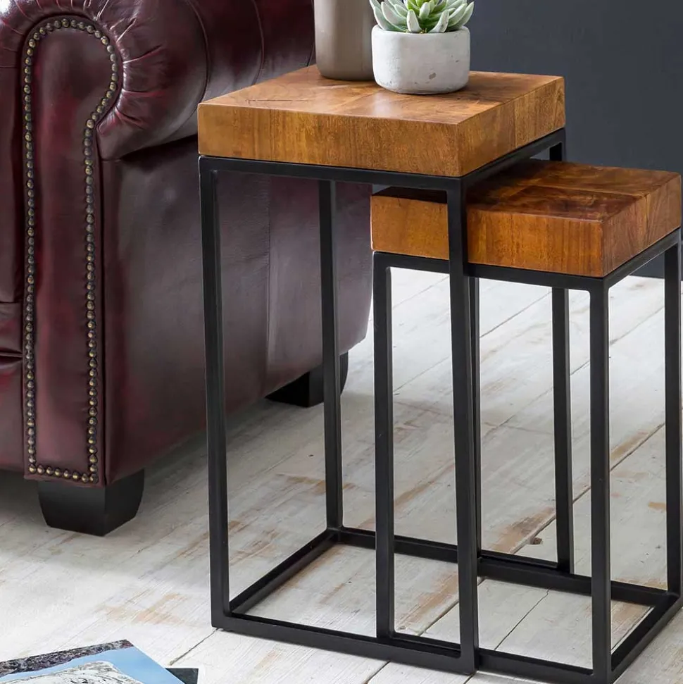 Zweisatz Quadrat Tische mit Holz - Naico (zweiteilig)