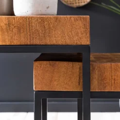 Zweisatz Quadrat Tische mit Holz - Naico (zweiteilig)