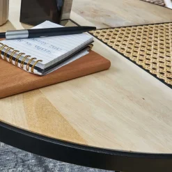 Zweisatz Sofatisch aus Holz & Rattan - Acapella (zweiteilig)