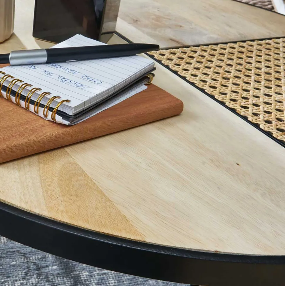 Zweisatz Sofatisch aus Holz & Rattan - Acapella (zweiteilig)