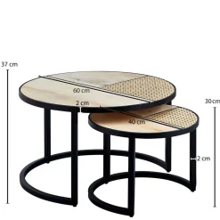 Zweisatz Sofatisch aus Holz & Rattan - Acapella (zweiteilig)