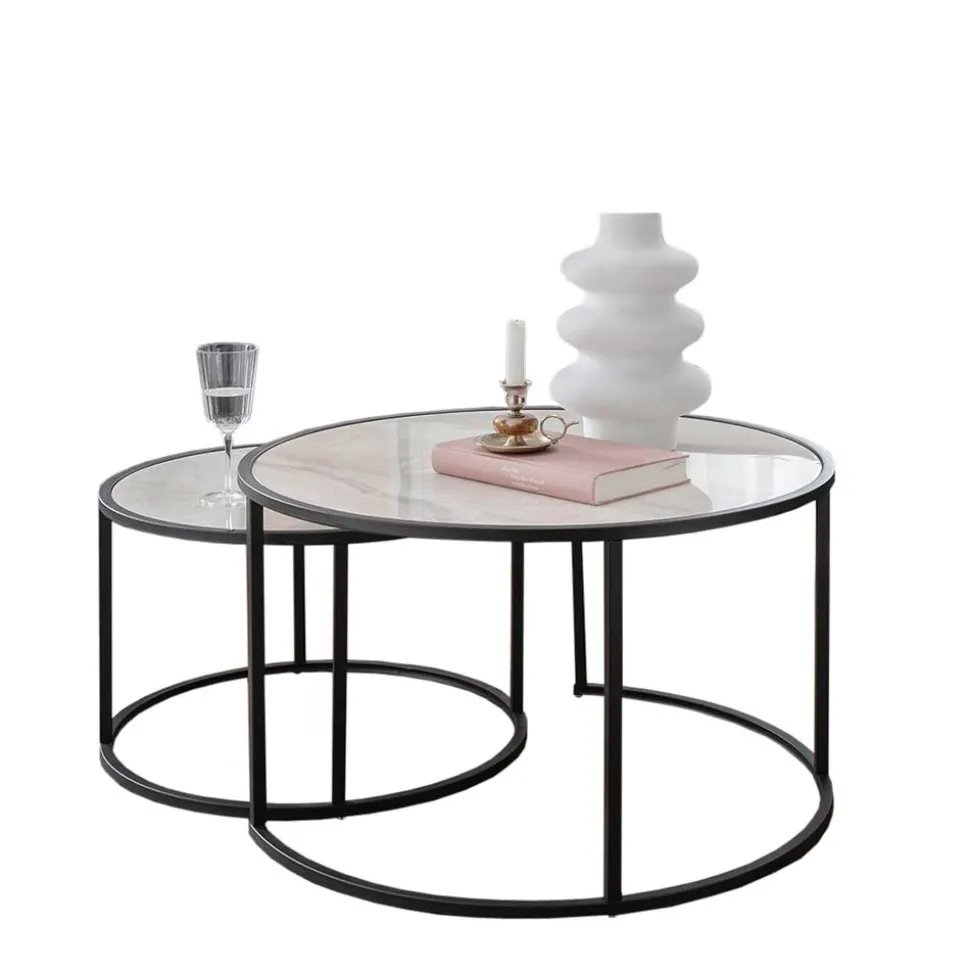 Zweisatz Sofatisch mit Ringgestell - Anlina (zweiteilig)