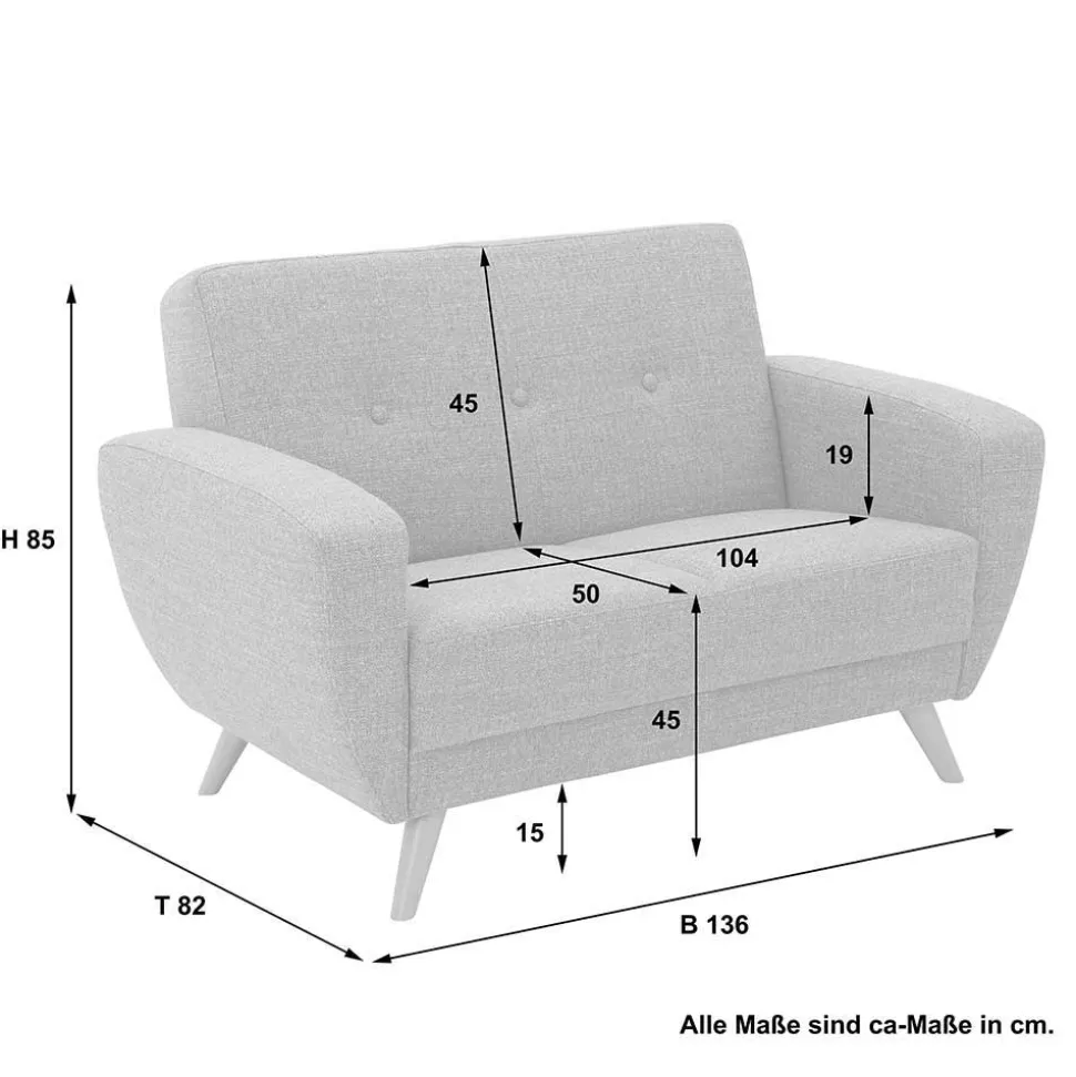 Zweisitzer Sofa in Grau Microfaser - Durencas