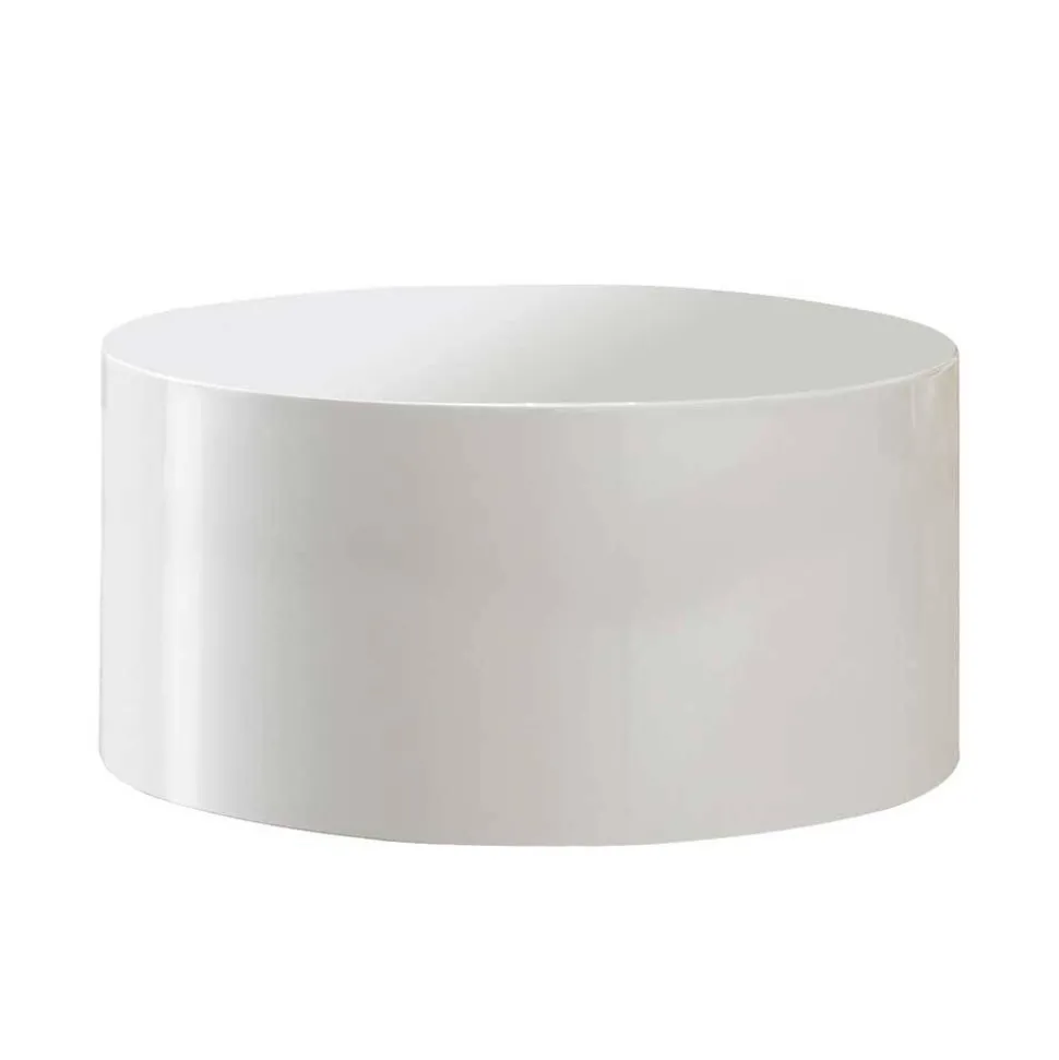 Zylinder Design Couchtisch in Hochglanz Weiß - Reading