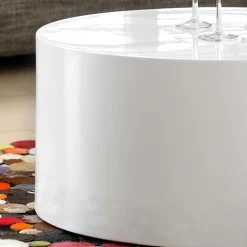 Zylinder Design Couchtisch in Hochglanz Weiß - Reading