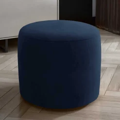 Zylindrischer Hocker aus dunkelblauem Samt - Citangra