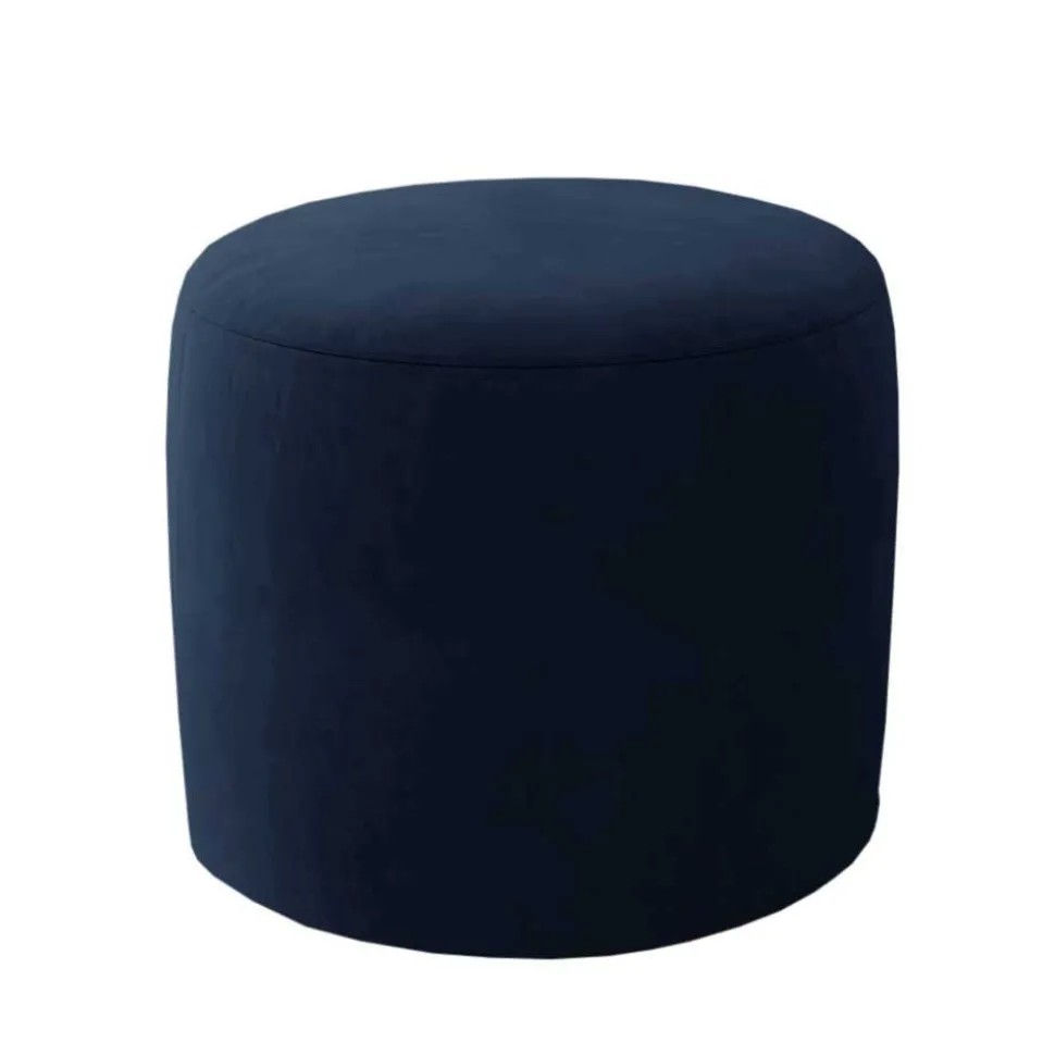 Zylindrischer Hocker aus dunkelblauem Samt - Citangra